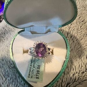 Diamond Amethyst Ring in 10K Gold